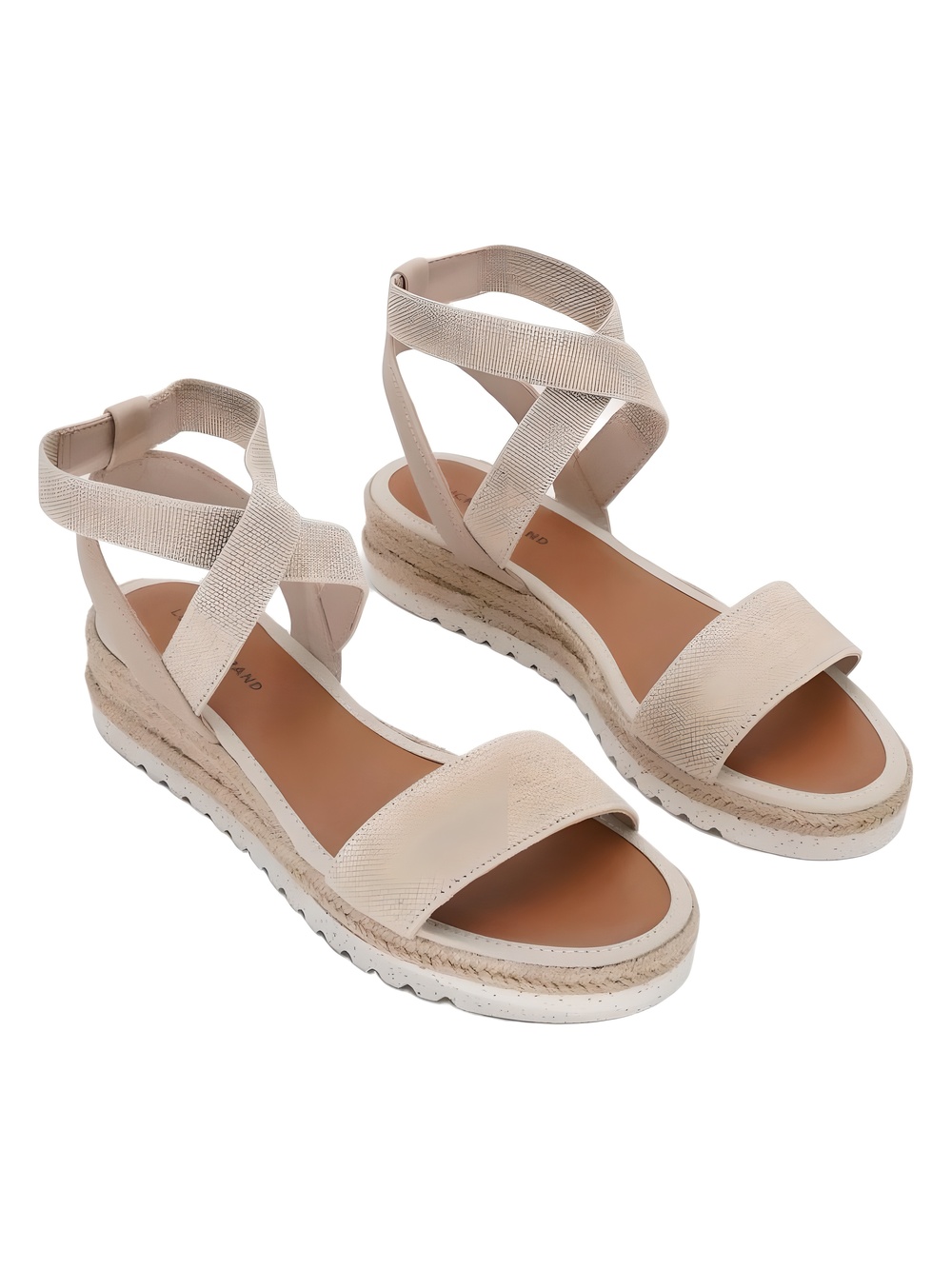 Lucky Brand Thimba Natural Smoke Grey Linen Espadrille Wedge Sandals Size 8.5M